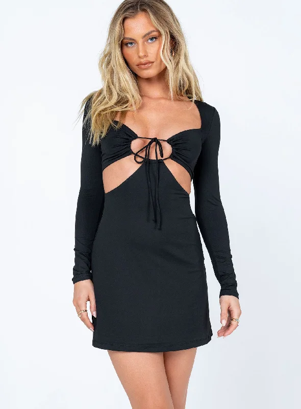 Molley Long Sleeve Mini Dress Black Flash Deals