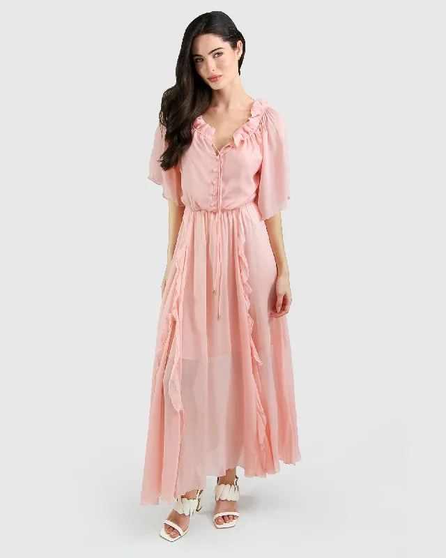 Amour Amour Ruffled Midi Dress Final Clearance