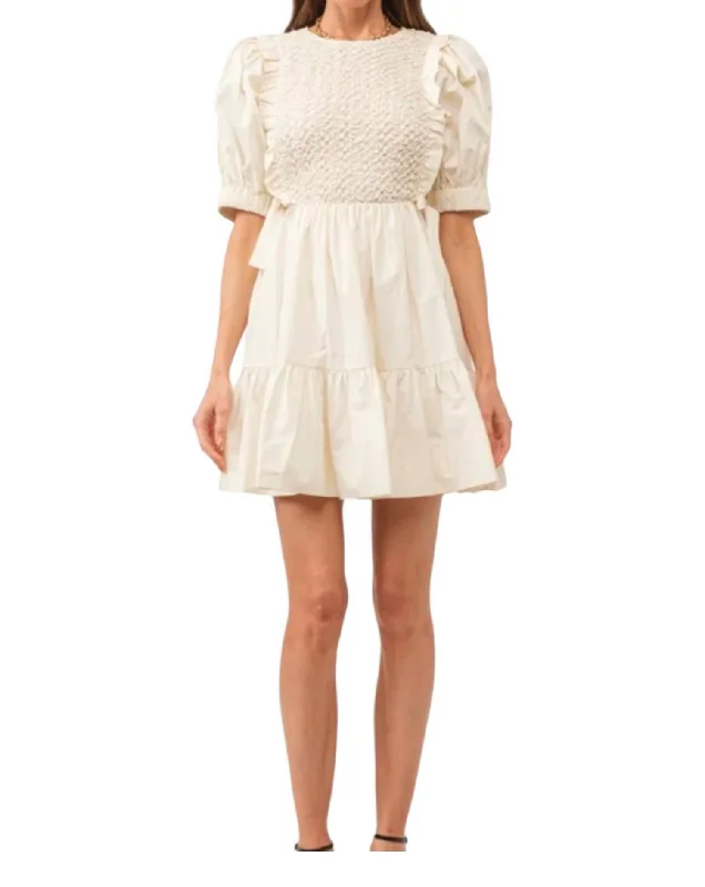 Kinsley Mini Dress In Cream Minimalist Office - Ready Style