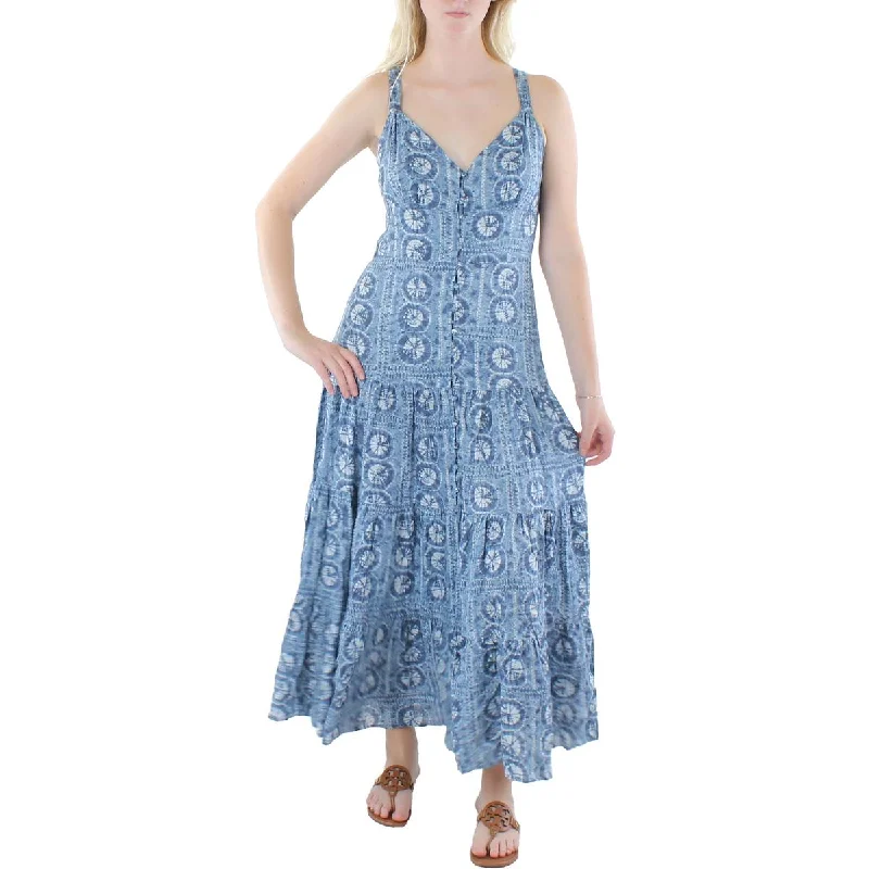 Womens Linen Button-down Maxi Dress Alluring Design