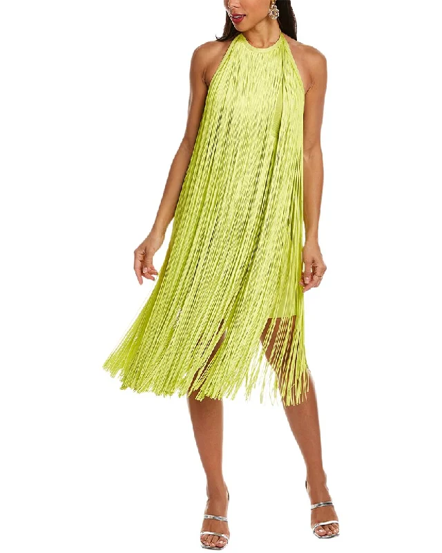 Hervé Léger Fringed Halter Midi Dress Limited - Edition Drops