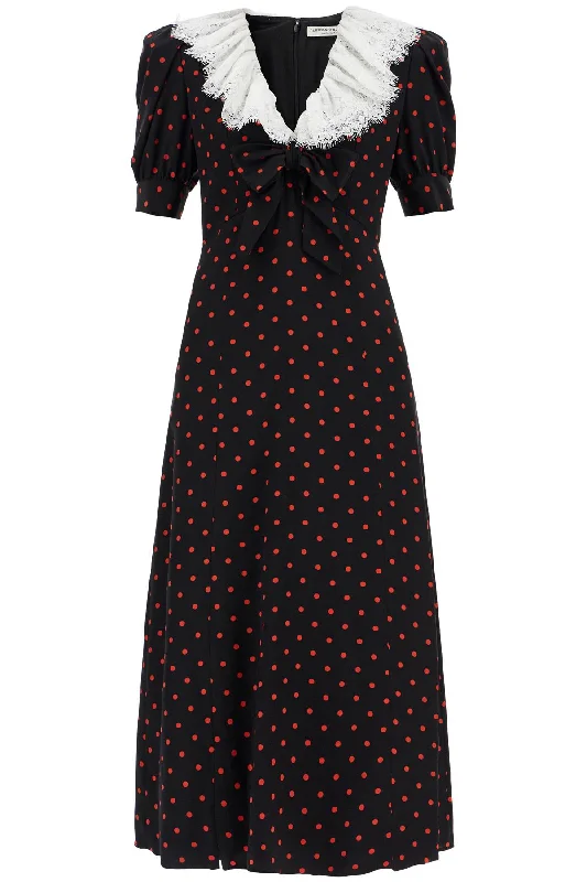 Alessandra Rich Women's 'Polka Dot Silk Midi Dress' Feminine Soft - Hued Styles