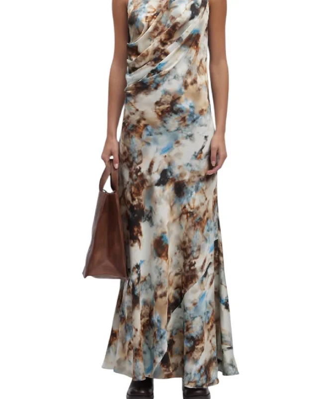 Reena Maxi Dress In Blue Brown Rust End Of Season Sale