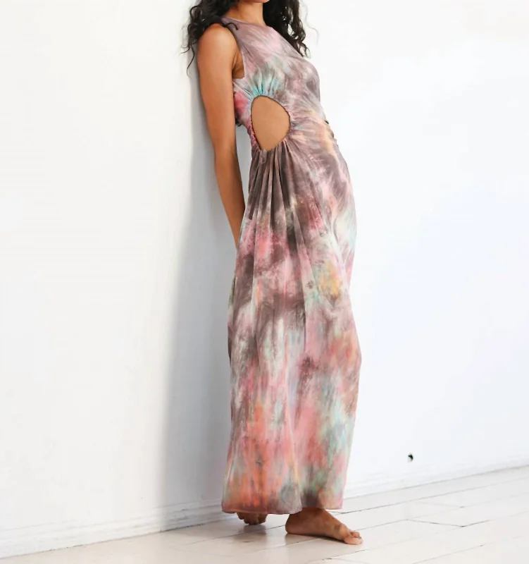 Tie-Dyed Cutout Silk Maxi Dress In Aura Fashion Sale