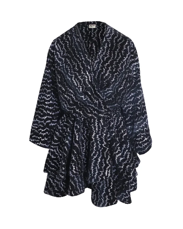 Zadig & Voltaire Ruffle Velour Mini Dress in Black Viscose Vintage Retro Party Wear