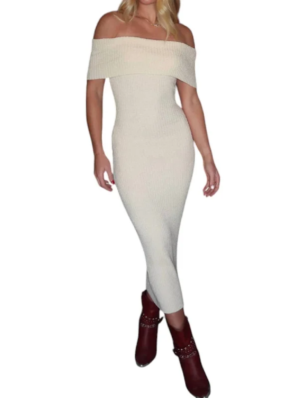 Sweater Weather Midi Dress In Cream Celebrate With Big Savings