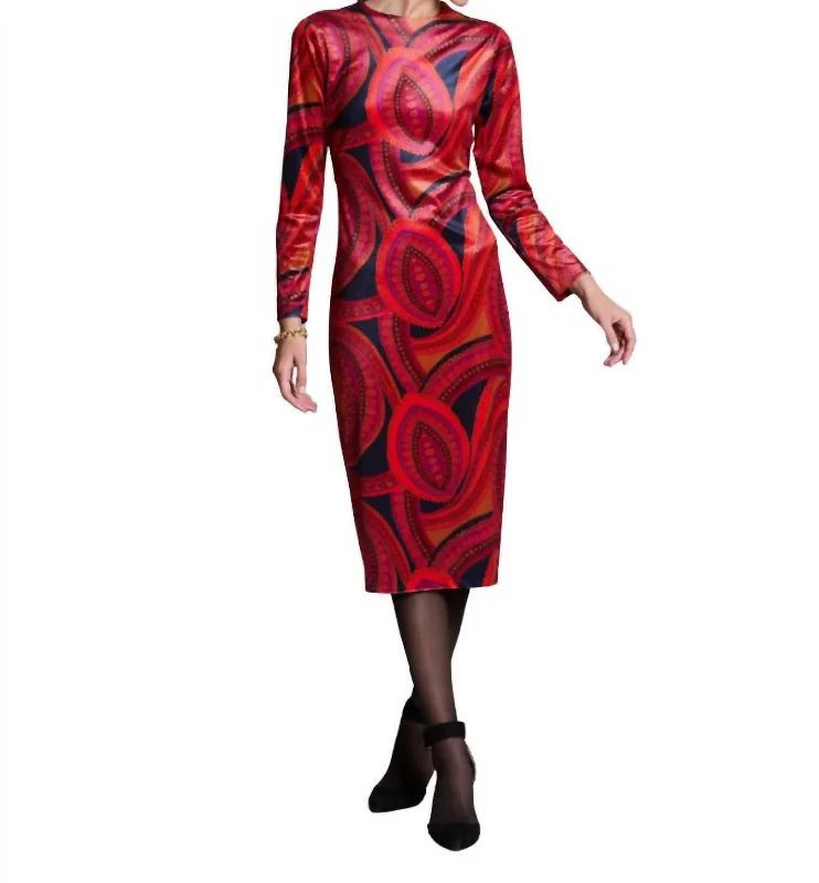 Dana Midi Dress In Paisley Velvet Limited Quantities