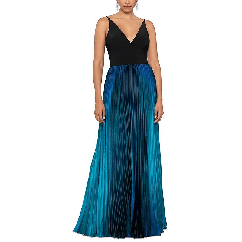 Petites Womens V Neck Pleated Maxi Dress Best-Sellers