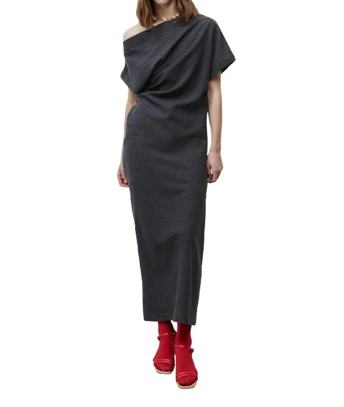 Abito Soft Assymetric Maxi Dress In Anthracite Today Only