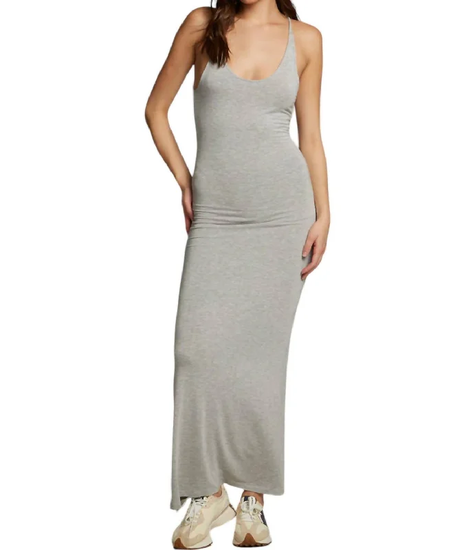 Step Ahead, Lead The Trend Panther Maxi Dress In Grey Romantic Detailing