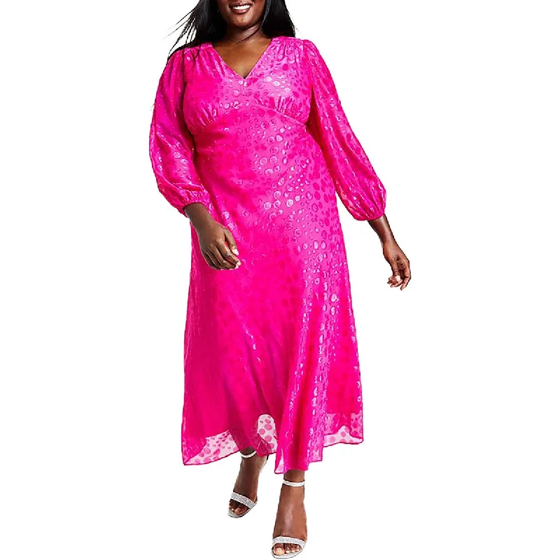 Petites Womens Shimmer Clip-Dot Midi Dress Great Deals On Ethnic Cultural Wear