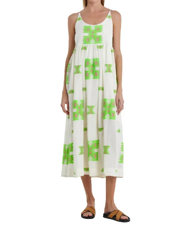 Markella Midi Dress In Green/fuschia Summer Splash Sale