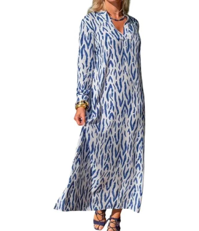 Stay Ahead In Style Long Sleeve Stella Maxi Dress In Navy Tahiti Classic Charm