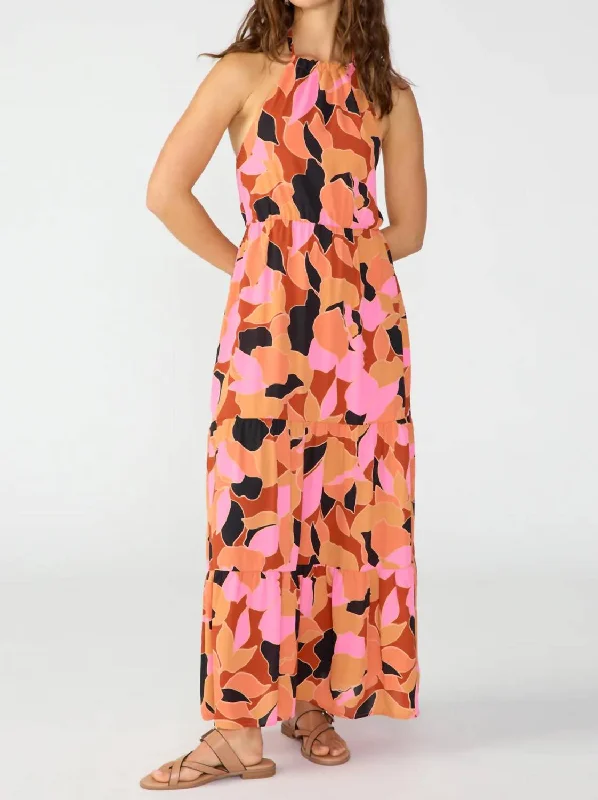 Backless Maxi Dress In Solar Power Coastal Beach - Inspired Style