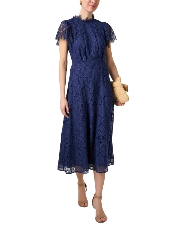 Norma Midi Dress In Navy Elegant Contour