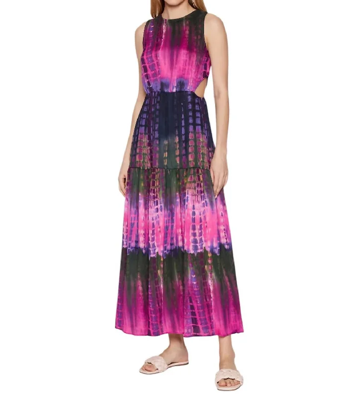 Tie-Dye Cut-Out Maxi Dress In Purple Pastel Styles