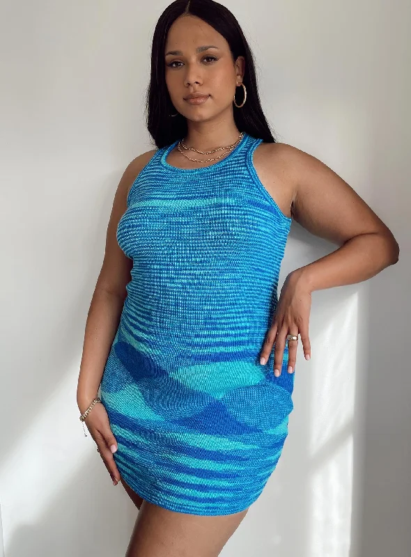 Elish Mini Dress Blue Curve Save On Inspired Styles