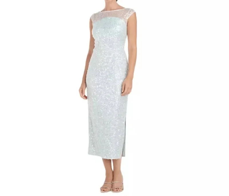 Sequin Claire Midi Dress In Blue Cottagecore Rustic Charm Style