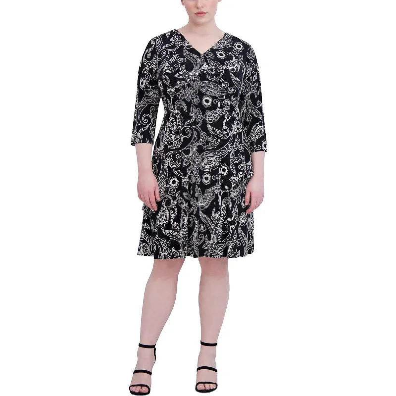 Plus Womens Casual Textured Midi Dress Special Occasion Wear