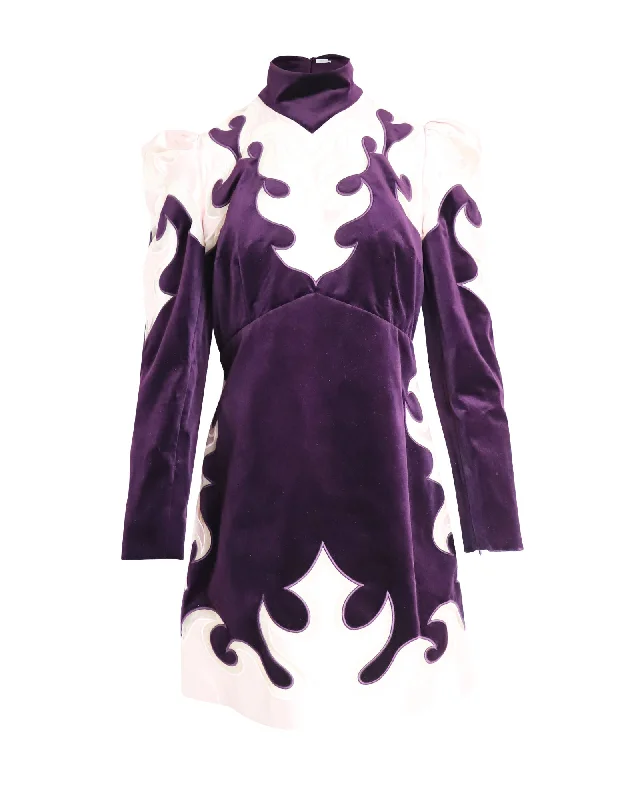 Zimmermann Ladybeetle Mystic Embroidered Mini Dress in Purple Cotton Feminine Soft - Hued Look