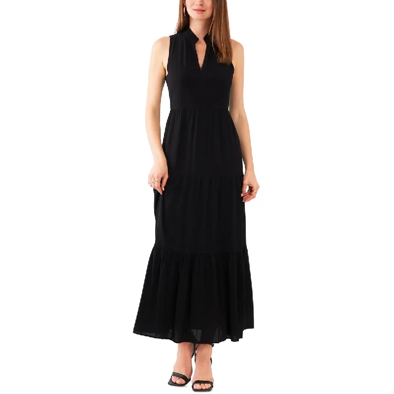 Womens Ruffled Split Neck Maxi Dress Beat The Heat In Tropical Styles