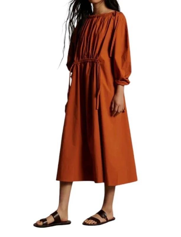 Uyuni Midi Dress In Orange Winter Warm - Up Sale