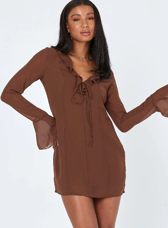 Theo Mini Dress Brown Nordic Minimalist Home Look