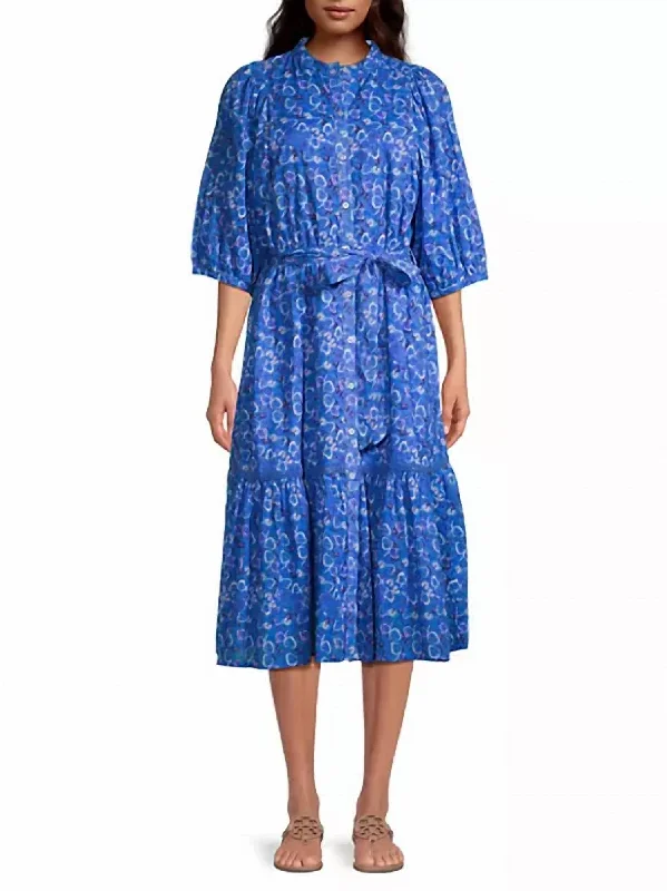 Flirty Midi Dress In Blue Komaki Great Deals On Ethnic Cultural Wear