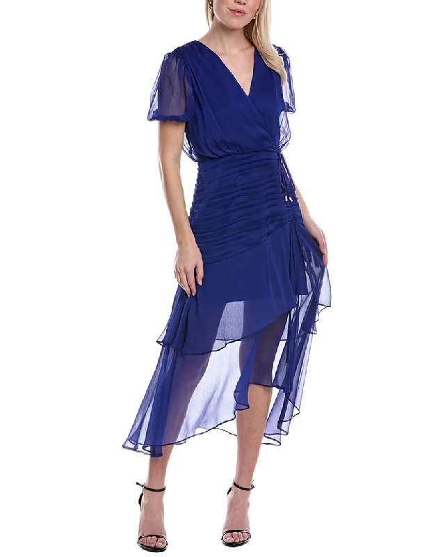 Tahari ASL Pleated Chiffon Midi Dress Special Offer