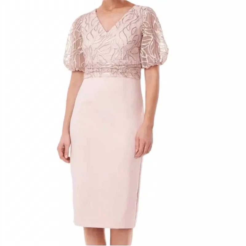 Emersyn Midi Dress In Pink Elegant Contour