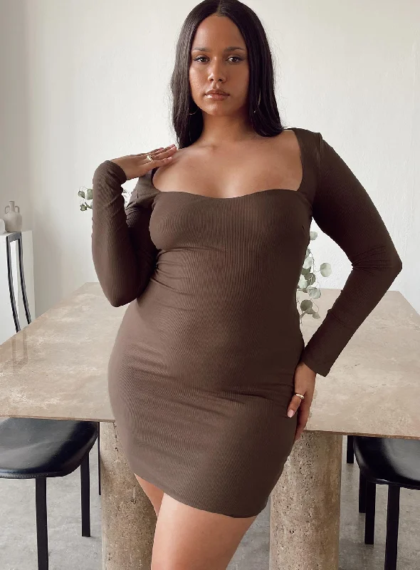 Nolan Mini Dress Brown Curve Special Offer