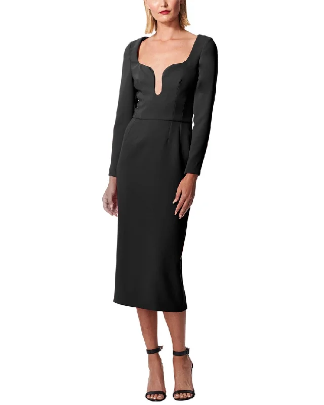 Carolina Herrera 3/4-Sleeve U-Neck Midi Dress Beat The Heat In Tropical Styles