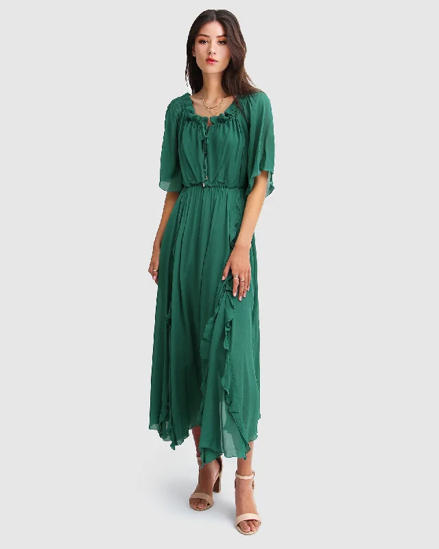 Amour Amour Ruffled Midi Dress Big Savings On Minimalist Office Styles