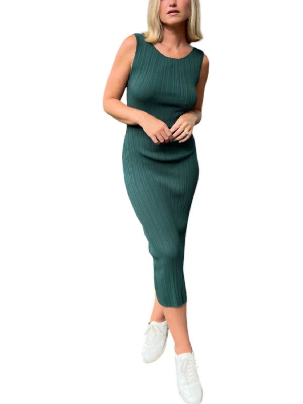 Noteworthy Ribbed Midi Dress In Hunter Green Big Savings On Rustic Countryside Styles