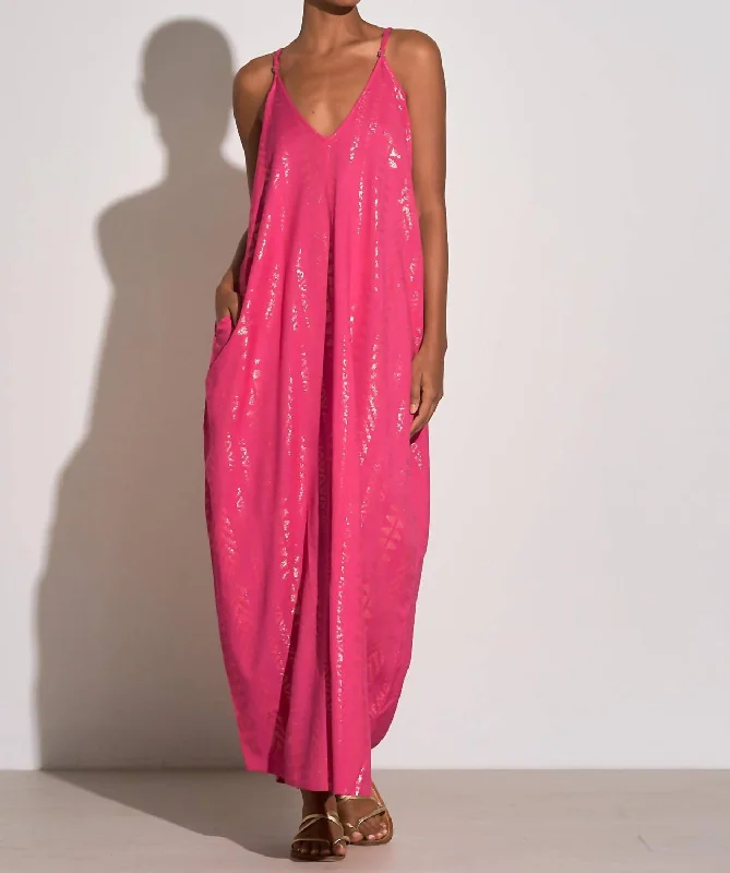 Arrow Print Maxi Dress In Pink Chic Style