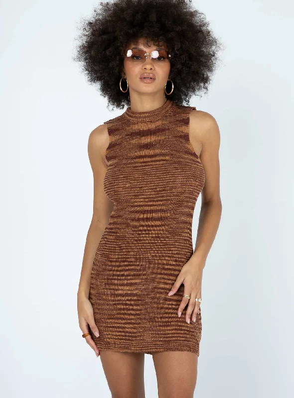 Maceo Mini Dress Brown Contemporary Elegance