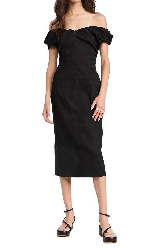 Nora Midi Dress In Black Holiday Sale