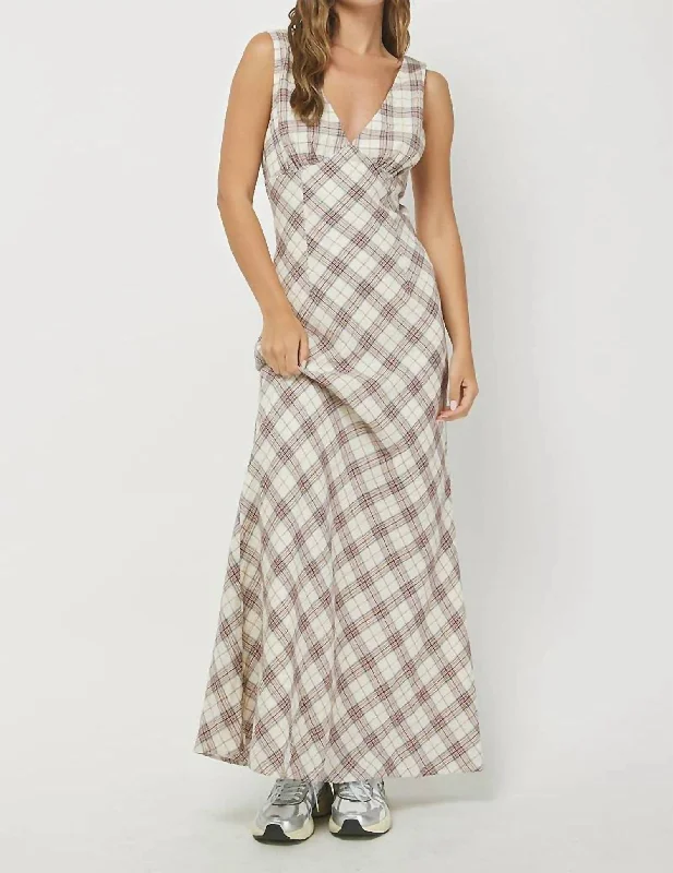 Plaid Maxi Dress In Cream Summer Essentials