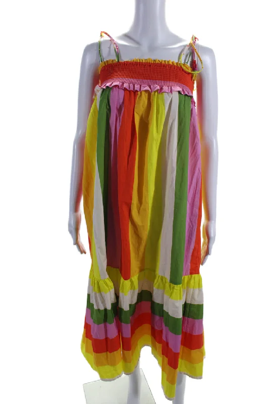 Farm Rio Womens Cotton Colorblock Print Unlined Maxi Dress Multicolor Mother'S Day Special