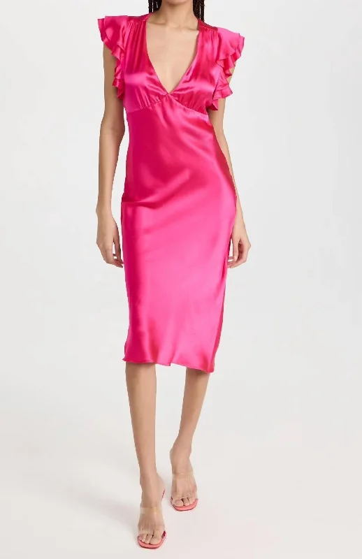 Cecelia Midi Dress In Cerise Coastal Beach - Inspired Style