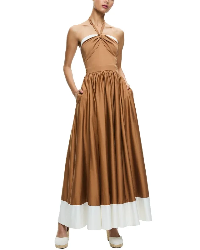 alice + olivia Beatrix Sweetheart Tie Neck Midi Dress Buy More, Save More