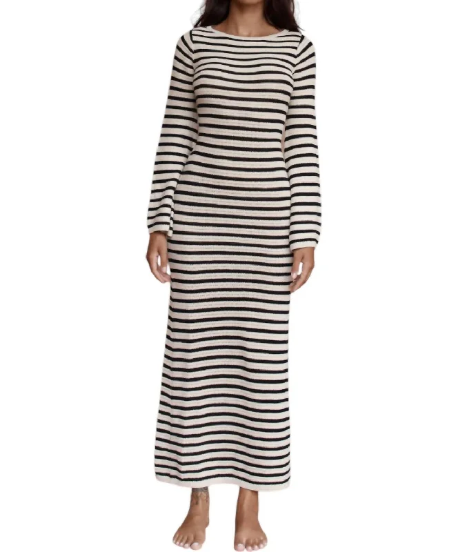 Cherie Knit Maxi Dress In Black/cream Feminine Flow