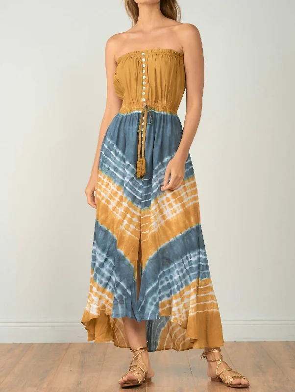 Macedonia Strapless Maxi Dress In Tie Dye Exclusive Discount