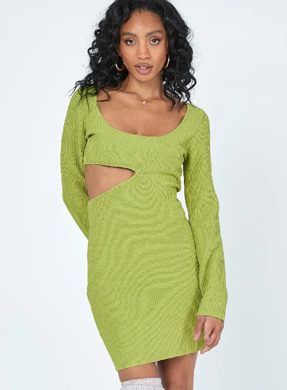 Giana Long Sleeve Mini Dress Green Special Occasion Wear