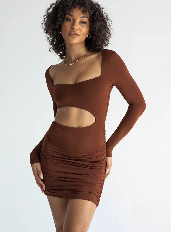 Maddox Mini Dress Brown Fashion Deal