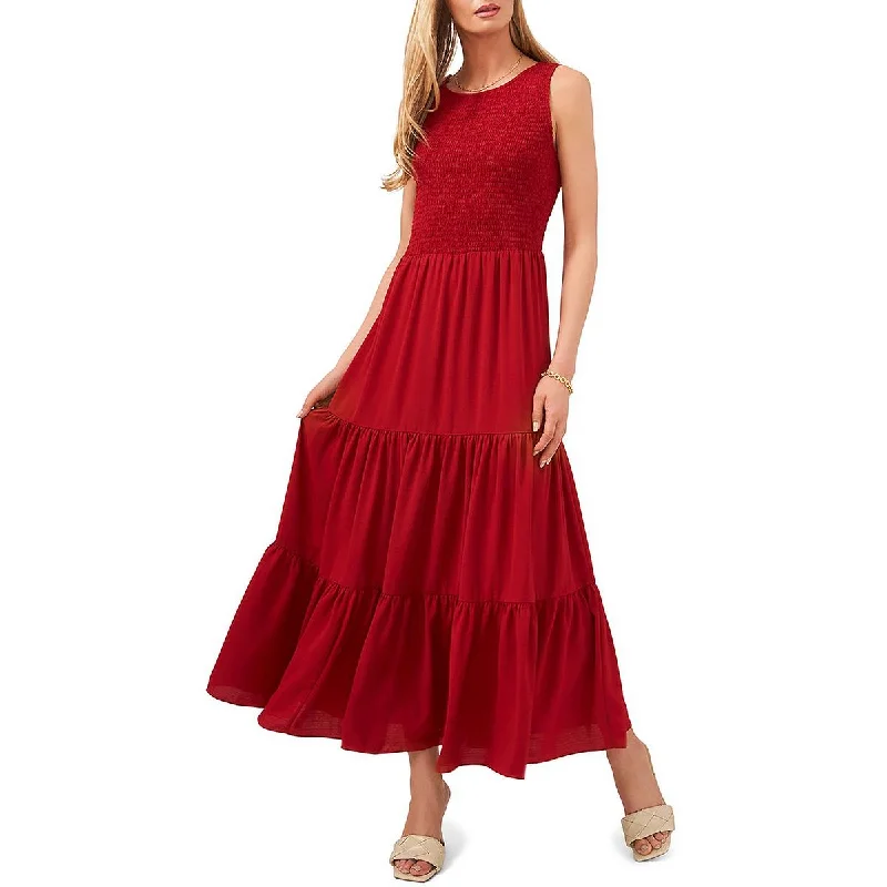 Womens Crew Neck Ruffled Maxi Dress Anniversary Sale