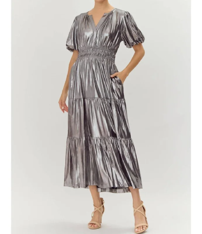 Mistletoe Maxi Dress In Silver Special Occasion Wear