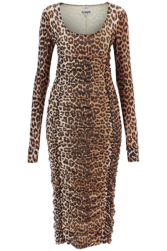 Ganni Women's 'Animal Print Midi Dress In Mesh Buy More, Save More