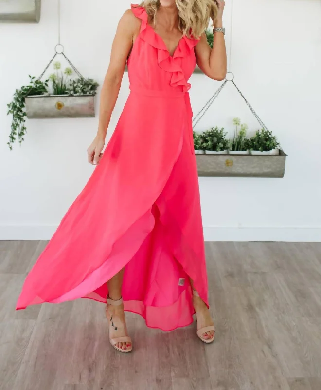 Formation Cross Back Maxi Dress In Hot Pink Wardrobe Update