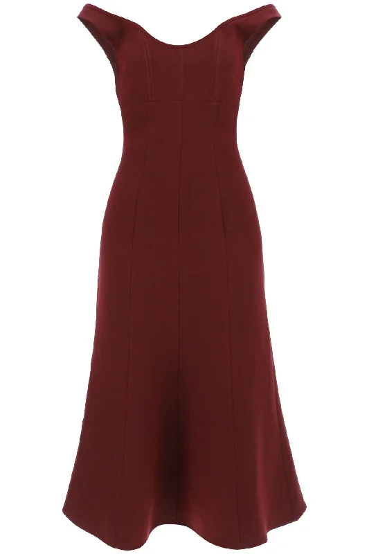 Roland Mouret Women's Wool Silk Off-The-Shoulder Midi Dress Early Access To Art Deco Styles Sale